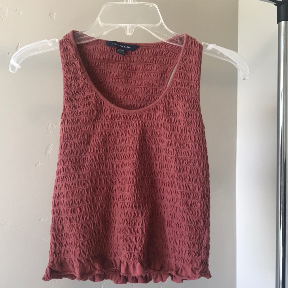 American Eagle scrunchy crop top size Medium brown